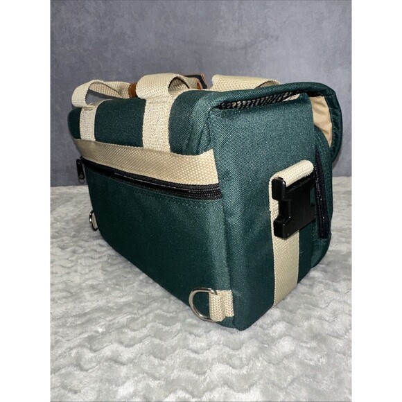 Vintage Green Canvas Canon Camera Bag w/ Dividers Strap 12x7x8 Clean Looks New - Picture 3 of 10
